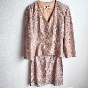 Julian Wilder by Ann Hobbs skirt suit set size 10 lace overlay